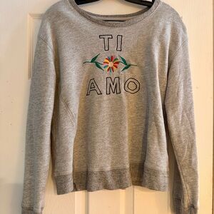 Sundry Gray Sweatshirt with Floral Embroidery Size 3 (Large)